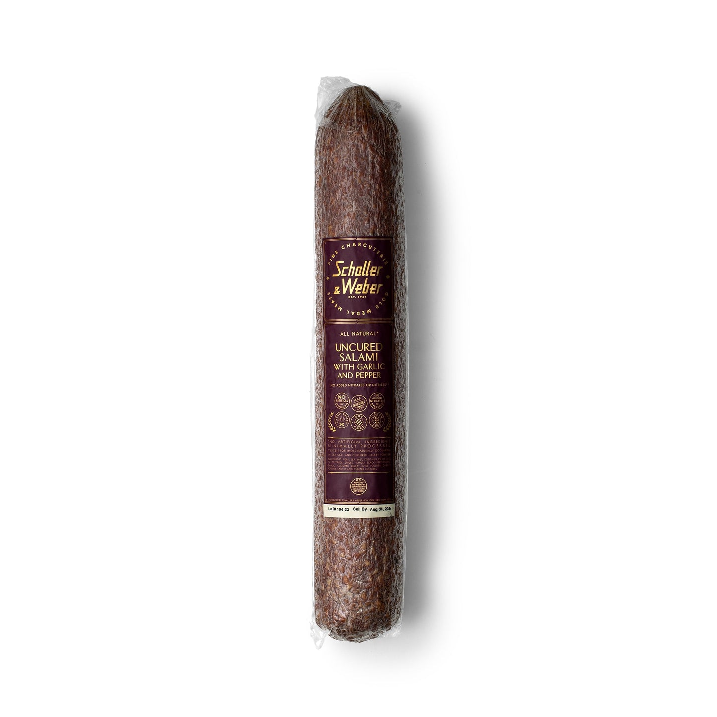 Uncured Salami with Garlic and Pepper - Schaller & Weber