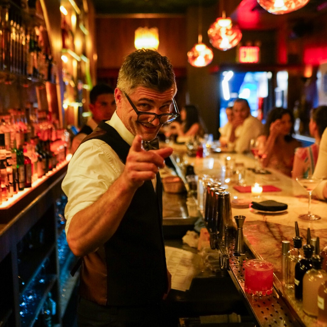 Bartender at upscale cocktail bar, Jeremy's
